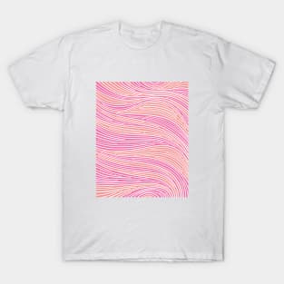 Flowing Doodle in Pink and Coral With White Lines T-Shirt